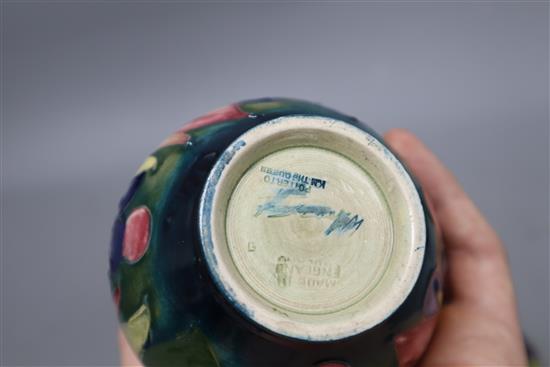 Three Moorcroft small vases, tallest 12cm